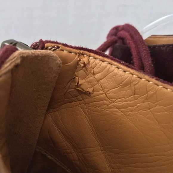 NINE WEST FRETABL BURGUNDY HEELS LACE UP ZIPPER SIZE 8.5 - Picture 6 of 15